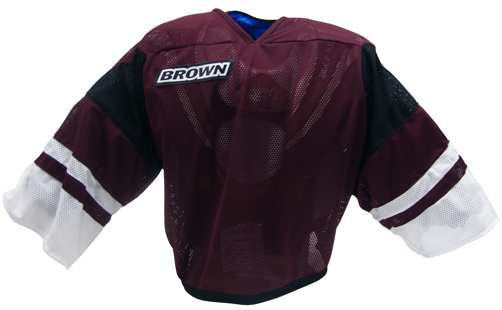 Maroon, black and white jersey