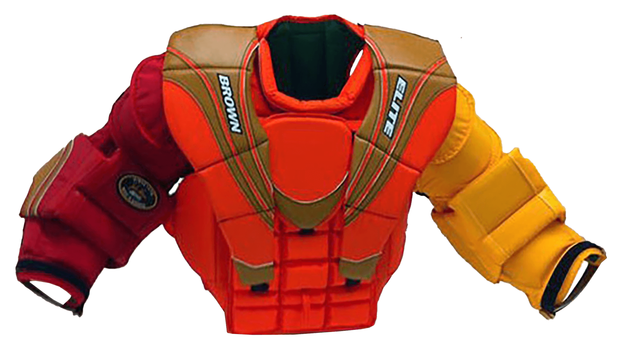 2400 orange, yellow and red chest protector