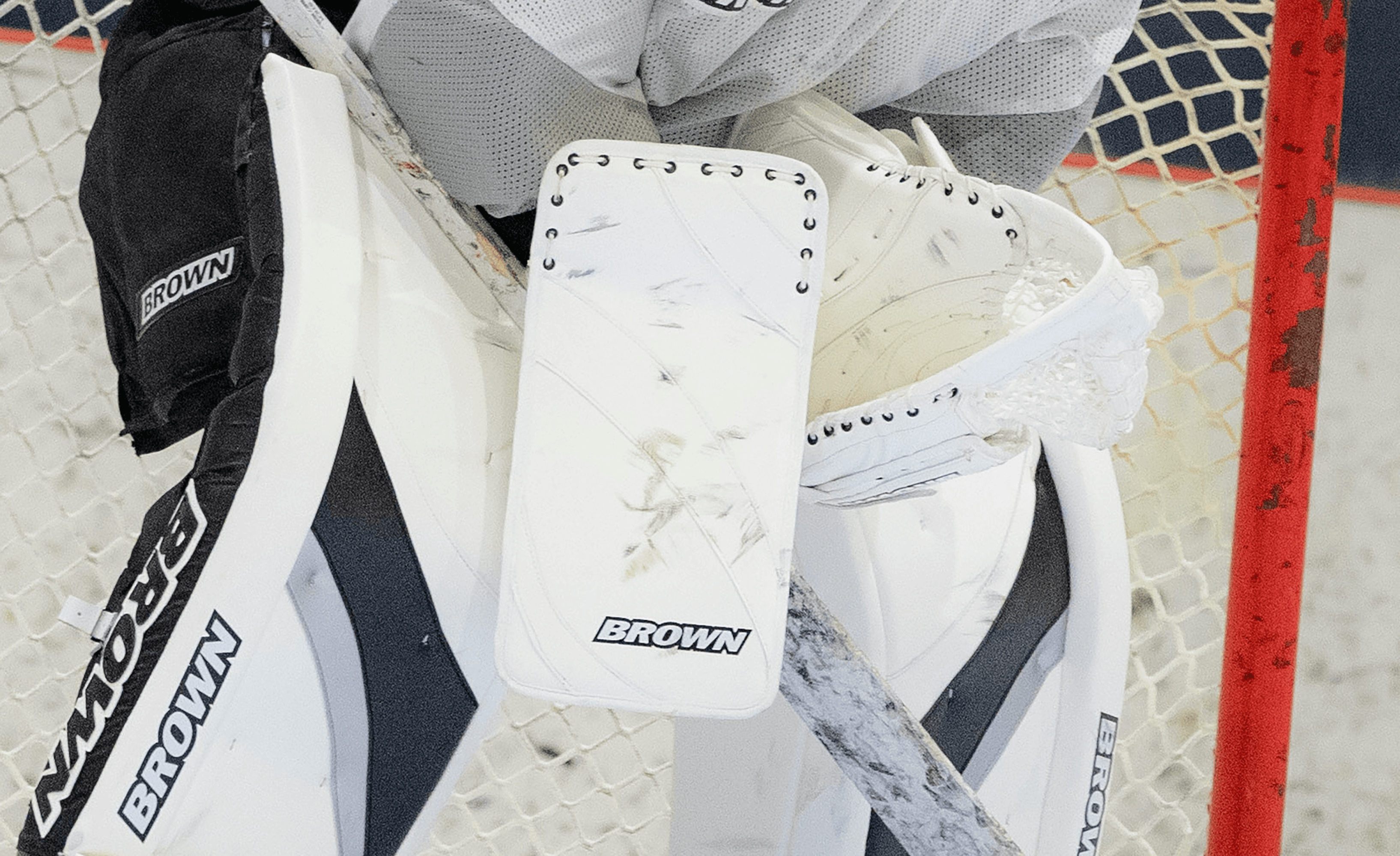 Stick glove worn by goalie on ice