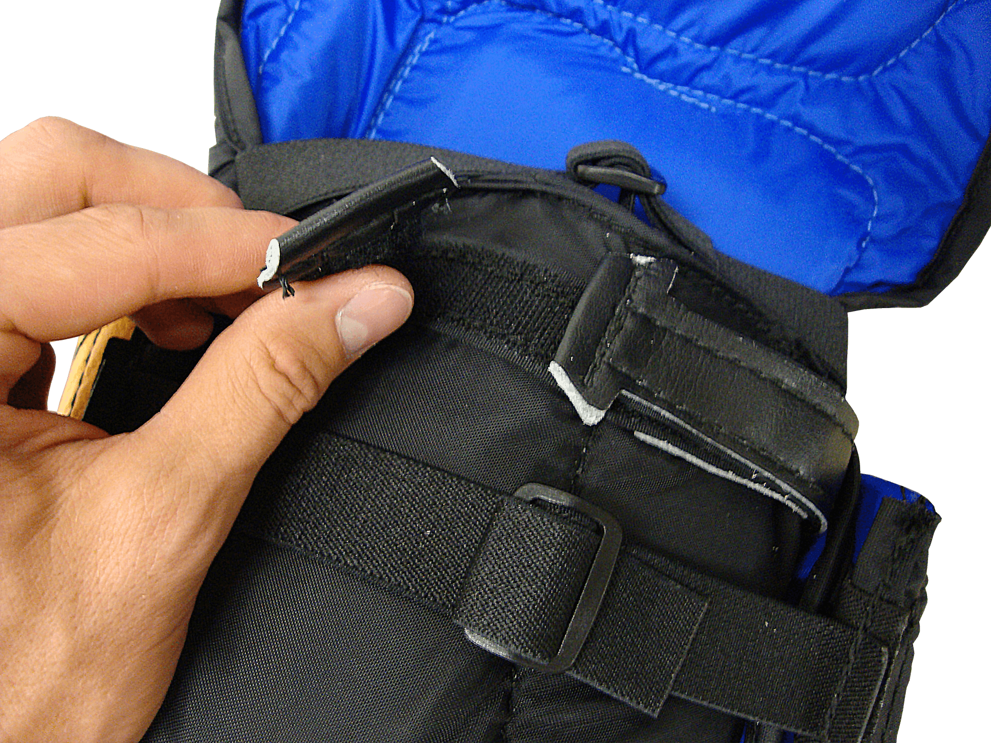 Rear view of arm with adjustable straps