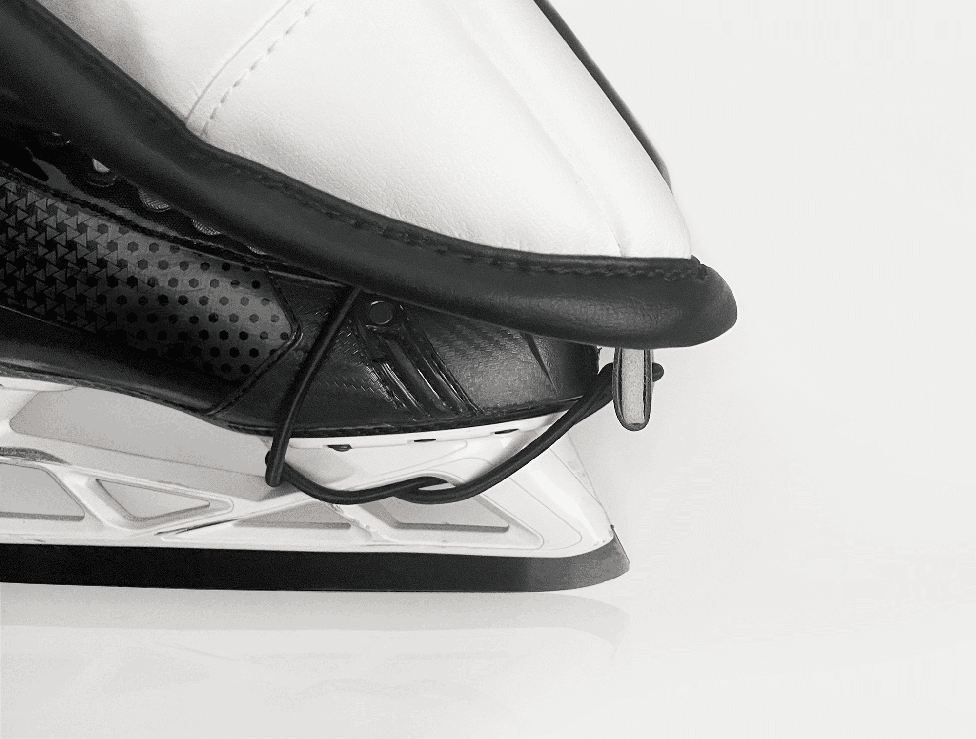 Bungee cord wrapped around skate