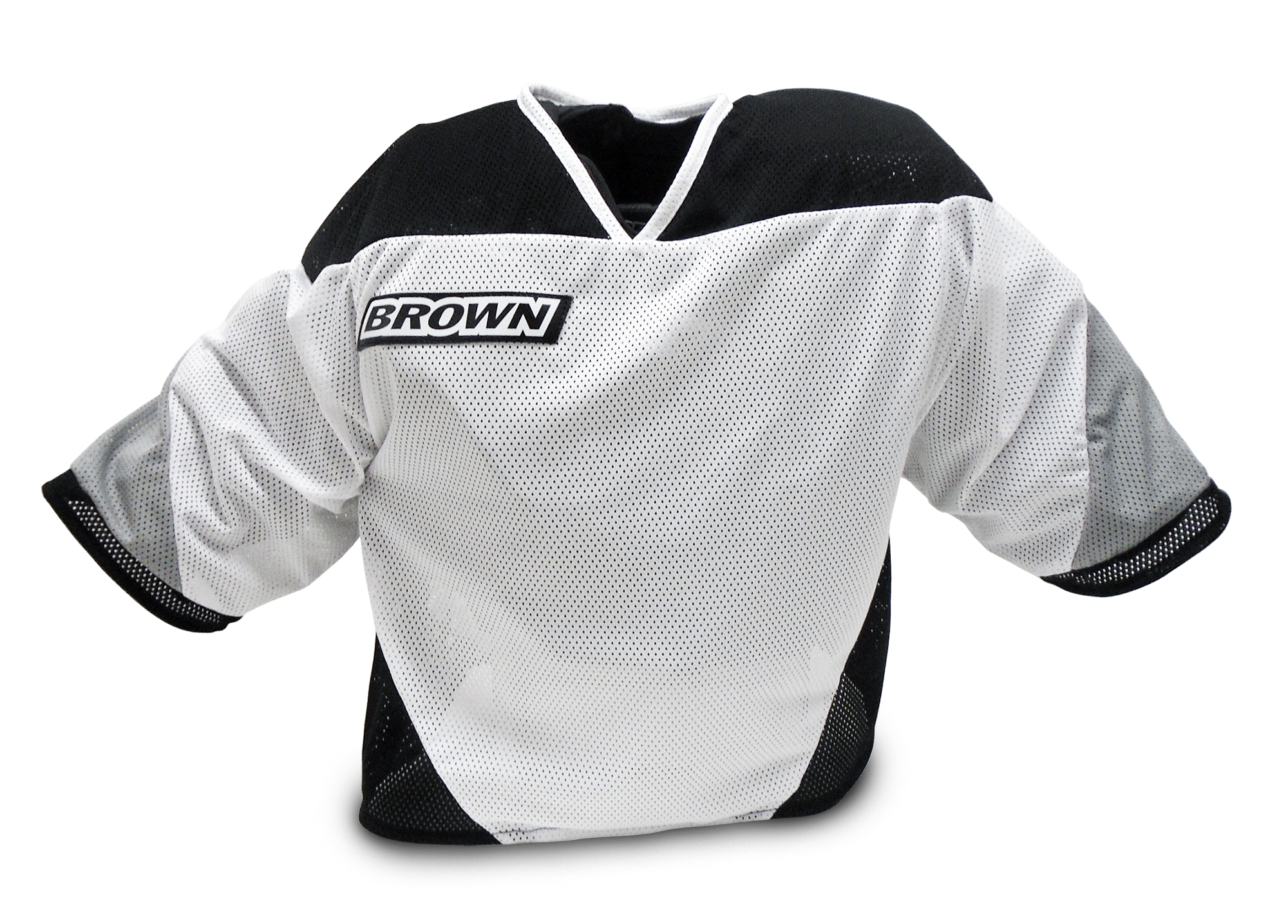 Front of Black white and gray jersey on chest protector